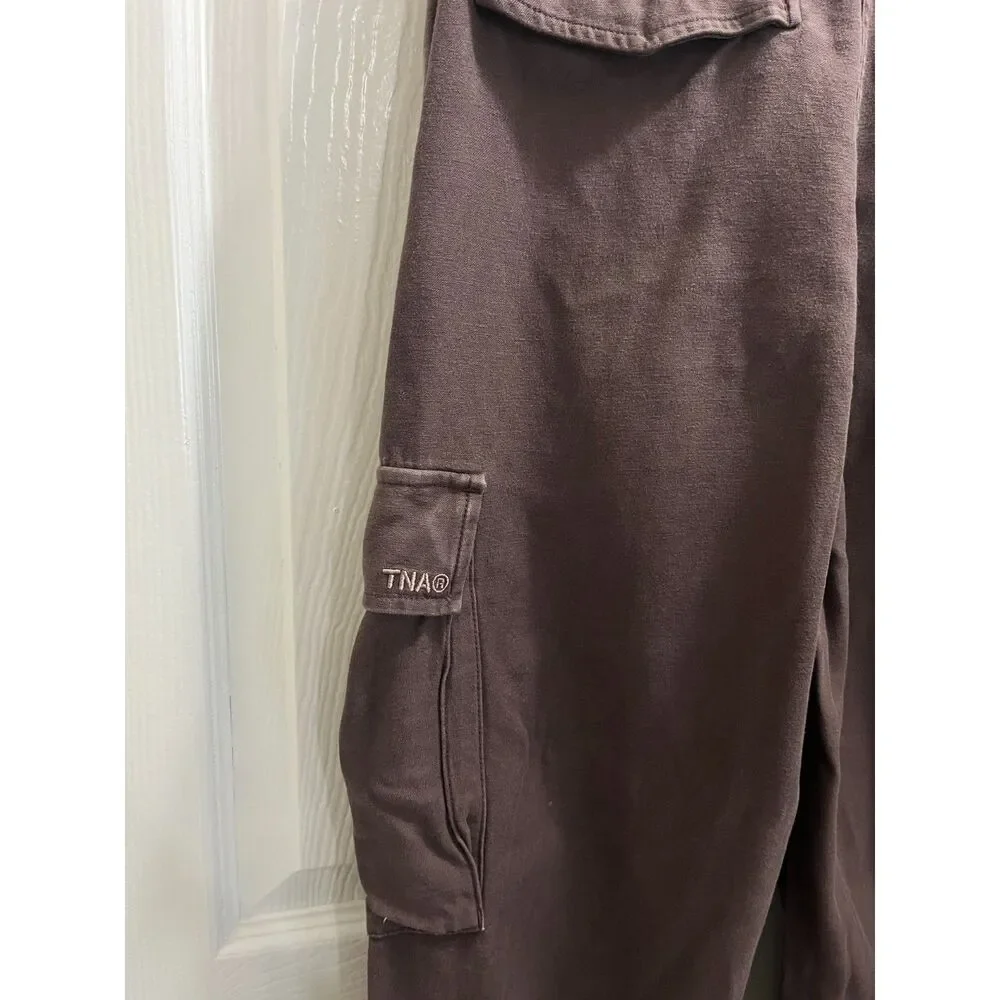 TNA Aritzia Supply Cargo Pants Size 6 Rich Mocha Relaxed Adjustable